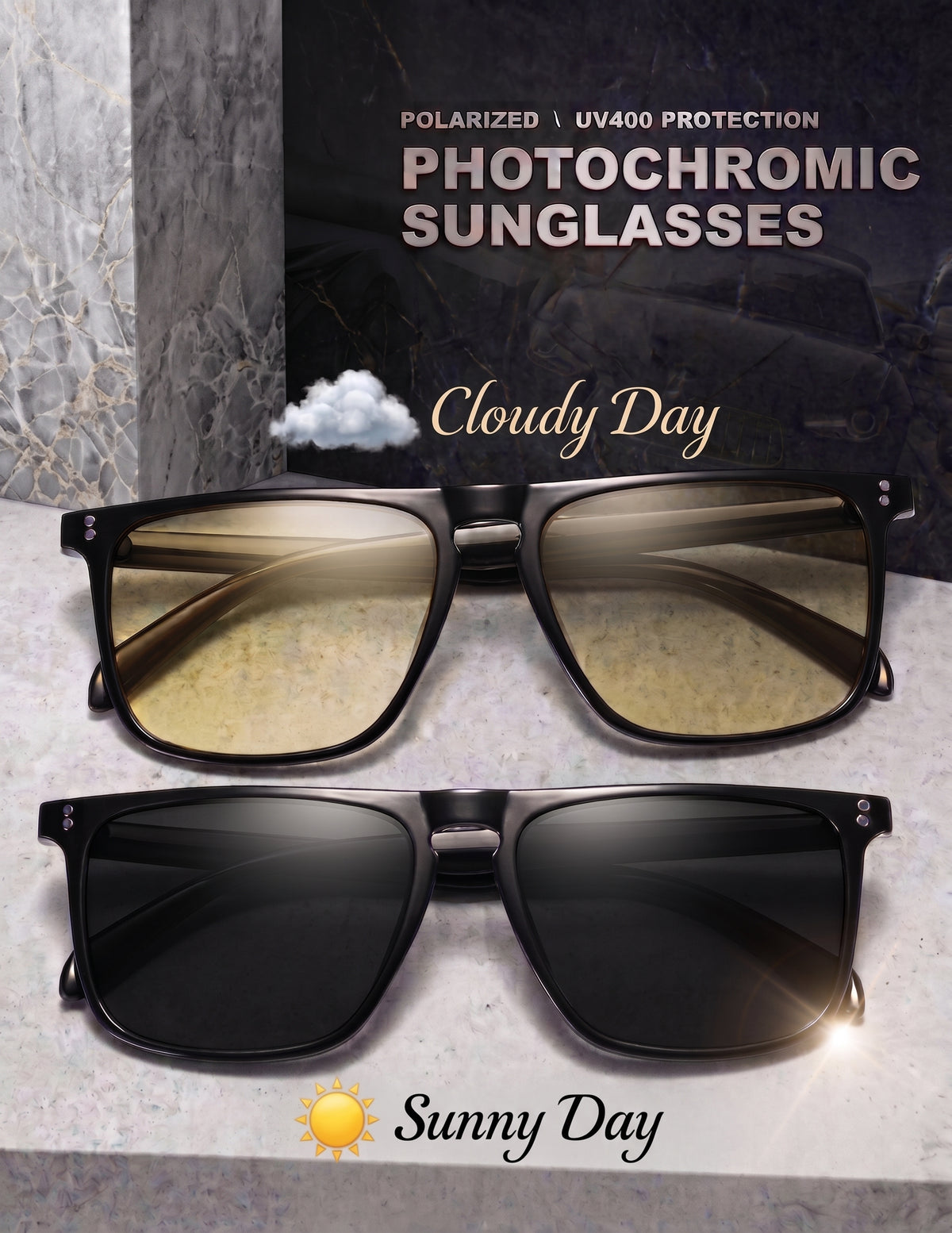 Night Vision & Polarised Sunglasses – Classic Square