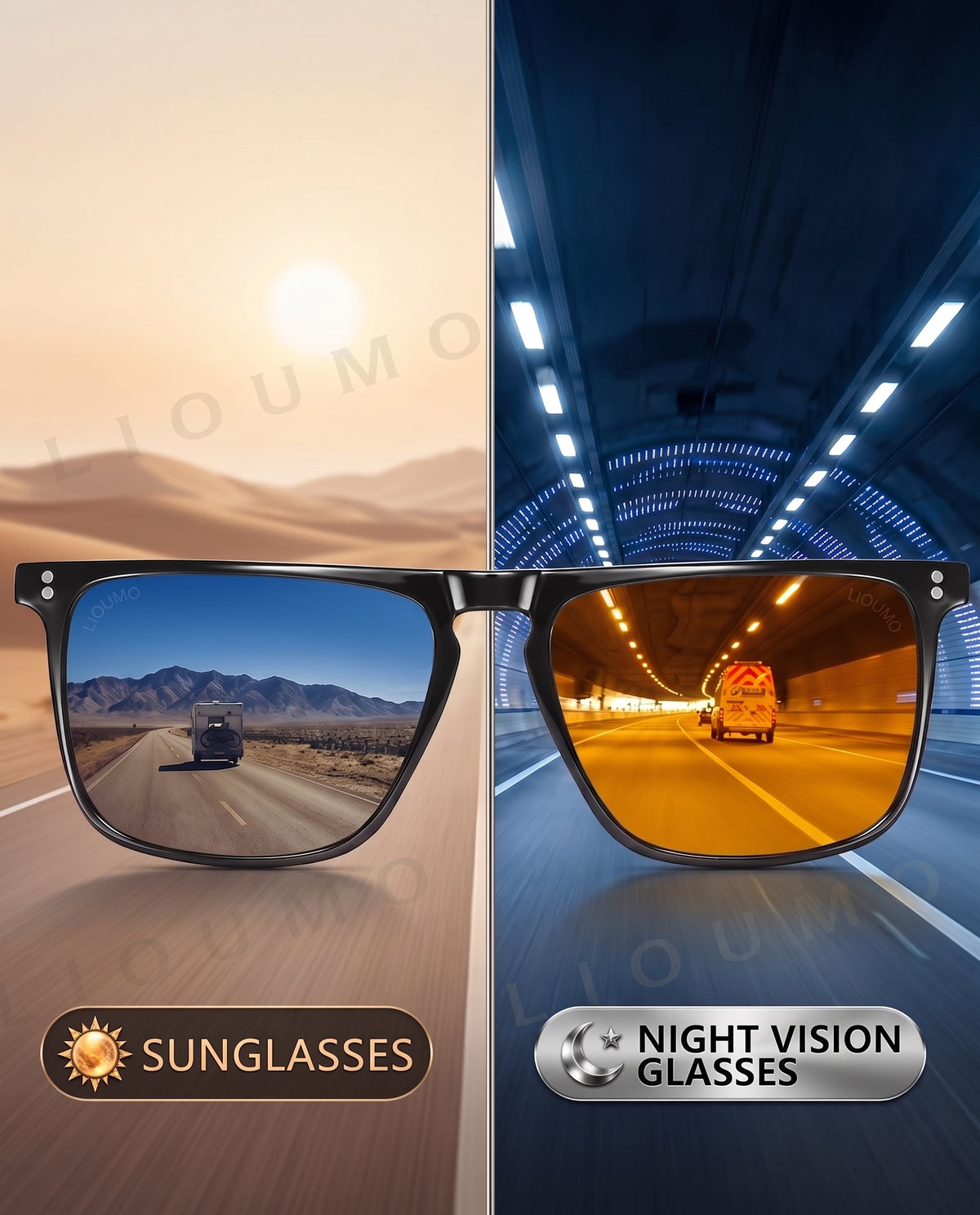 Night Vision & Polarised Sunglasses – Classic Square