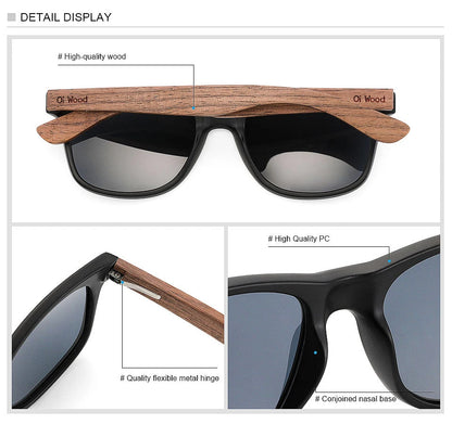 Oi Wood Natural Wooden Polarized Sunglasses